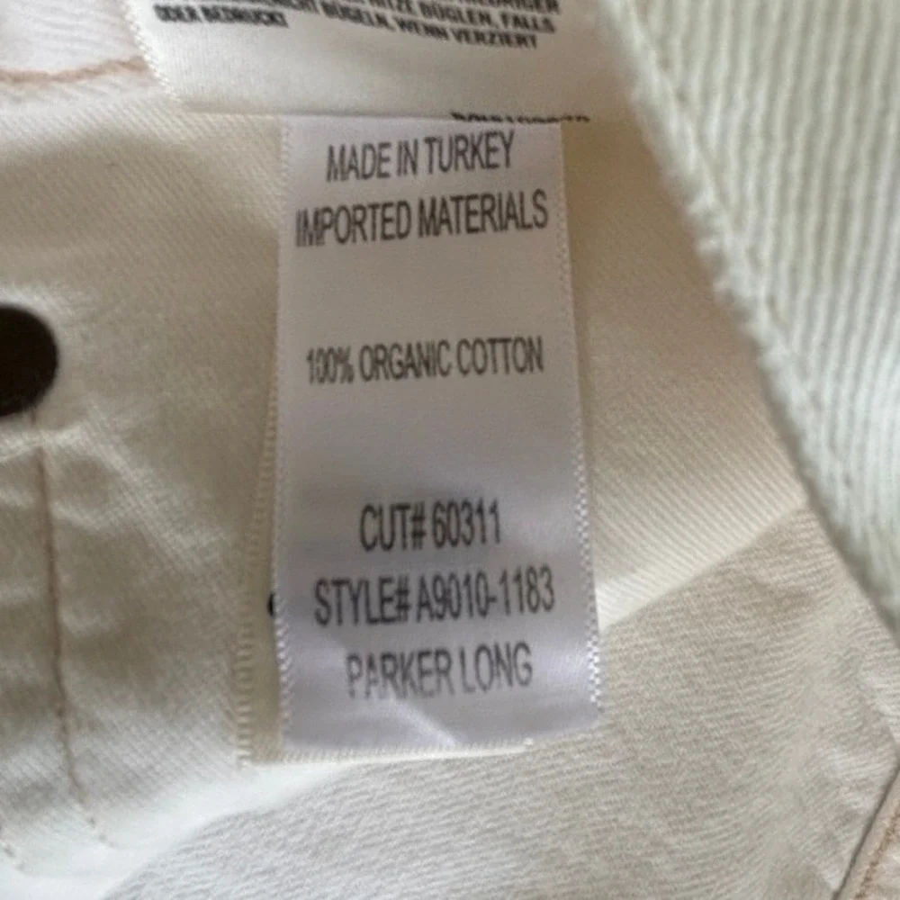 AGOLDE Parker Long Cutoff Shorts White Organic Cotton High Rise‎ Raw Hem Size 33